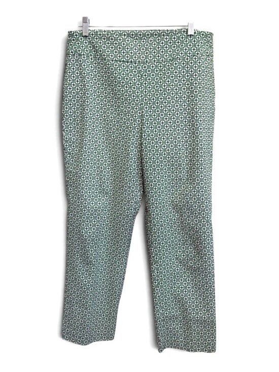 Attyre Pants - Attyre New York Women’s Pants Size 12 Green White Geometric Coastal Vacation